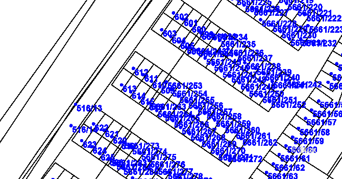 Parcela st. 5661/254 v KÚ Jihlava, Katastrální mapa