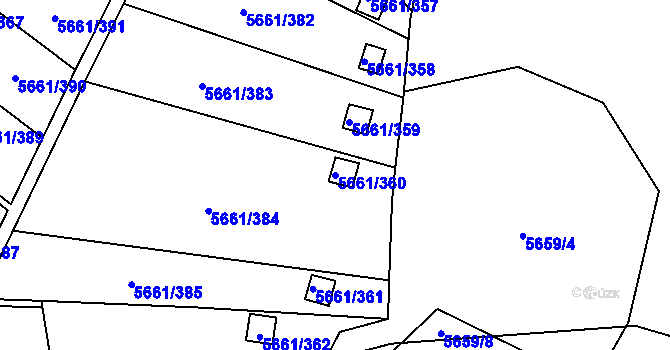 Parcela st. 5661/360 v KÚ Jihlava, Katastrální mapa