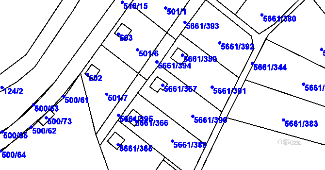 Parcela st. 5661/367 v KÚ Jihlava, Katastrální mapa