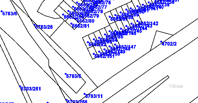 Parcela st. 5662/150 v KÚ Jihlava, Katastrální mapa