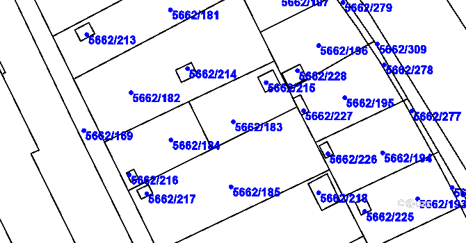 Parcela st. 5662/183 v KÚ Jihlava, Katastrální mapa