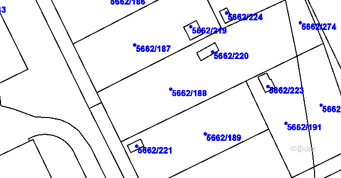 Parcela st. 5662/188 v KÚ Jihlava, Katastrální mapa