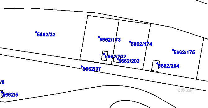 Parcela st. 5662/202 v KÚ Jihlava, Katastrální mapa