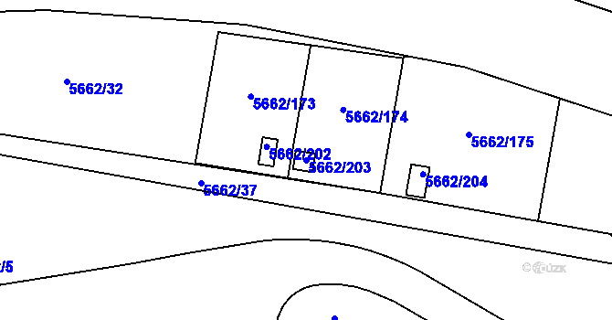 Parcela st. 5662/203 v KÚ Jihlava, Katastrální mapa