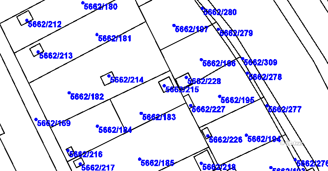 Parcela st. 5662/215 v KÚ Jihlava, Katastrální mapa