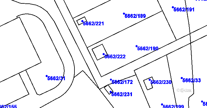 Parcela st. 5662/222 v KÚ Jihlava, Katastrální mapa