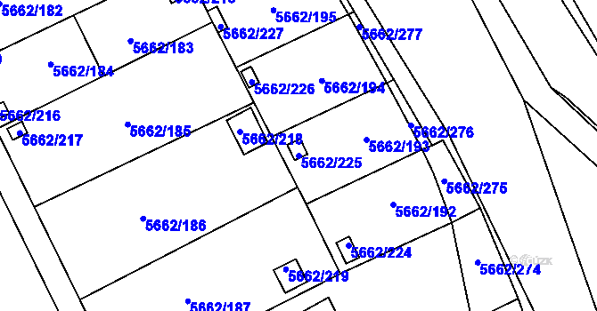 Parcela st. 5662/225 v KÚ Jihlava, Katastrální mapa
