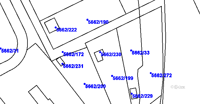 Parcela st. 5662/230 v KÚ Jihlava, Katastrální mapa