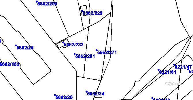 Parcela st. 5662/271 v KÚ Jihlava, Katastrální mapa