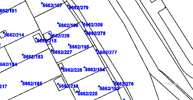 Parcela st. 5662/277 v KÚ Jihlava, Katastrální mapa
