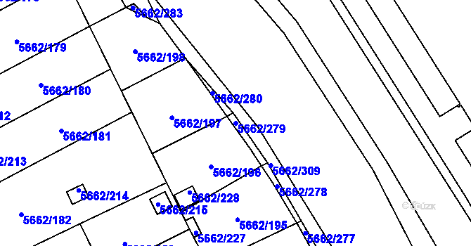 Parcela st. 5662/279 v KÚ Jihlava, Katastrální mapa