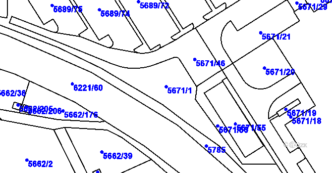 Parcela st. 5671/1 v KÚ Jihlava, Katastrální mapa
