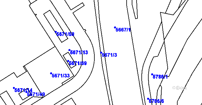 Parcela st. 5671/3 v KÚ Jihlava, Katastrální mapa
