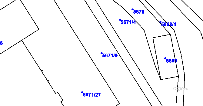 Parcela st. 5671/9 v KÚ Jihlava, Katastrální mapa