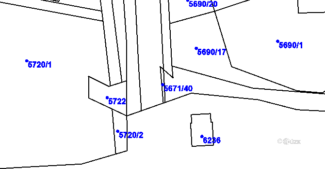 Parcela st. 5671/40 v KÚ Jihlava, Katastrální mapa