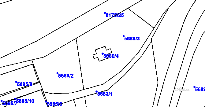 Parcela st. 5680/4 v KÚ Jihlava, Katastrální mapa