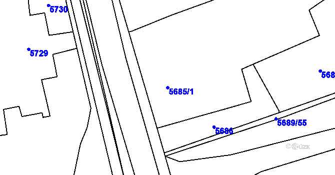 Parcela st. 5685/1 v KÚ Jihlava, Katastrální mapa