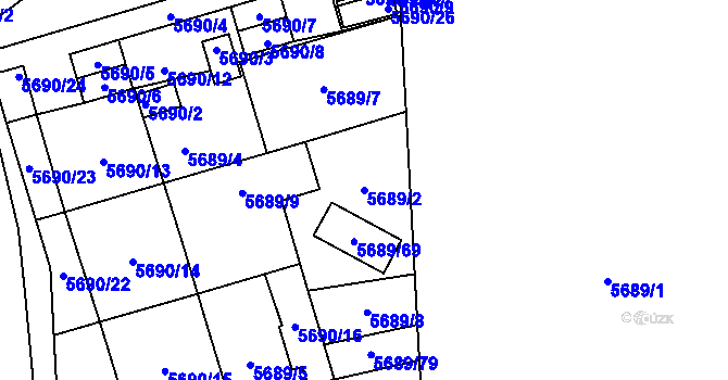 Parcela st. 5689/2 v KÚ Jihlava, Katastrální mapa