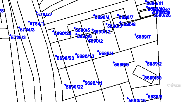 Parcela st. 5689/4 v KÚ Jihlava, Katastrální mapa