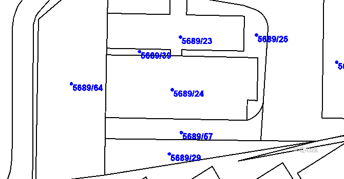 Parcela st. 5689/24 v KÚ Jihlava, Katastrální mapa