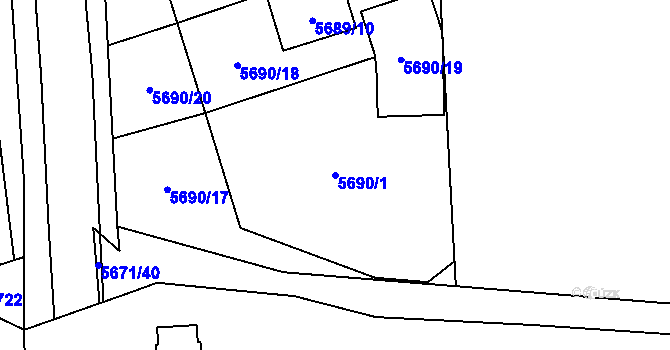 Parcela st. 5690/1 v KÚ Jihlava, Katastrální mapa