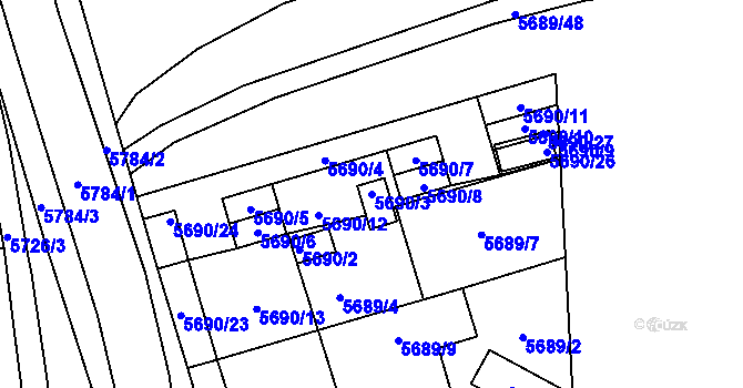 Parcela st. 5690/3 v KÚ Jihlava, Katastrální mapa