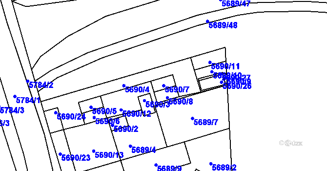 Parcela st. 5690/7 v KÚ Jihlava, Katastrální mapa