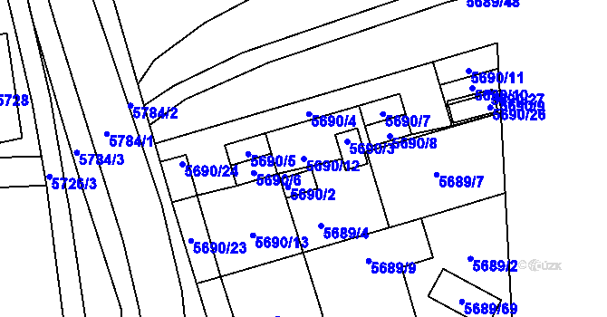 Parcela st. 5690/12 v KÚ Jihlava, Katastrální mapa