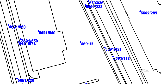 Parcela st. 5691/2 v KÚ Jihlava, Katastrální mapa