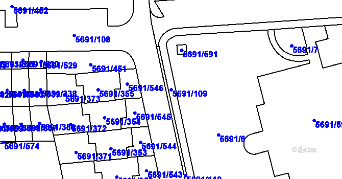 Parcela st. 5691/109 v KÚ Jihlava, Katastrální mapa