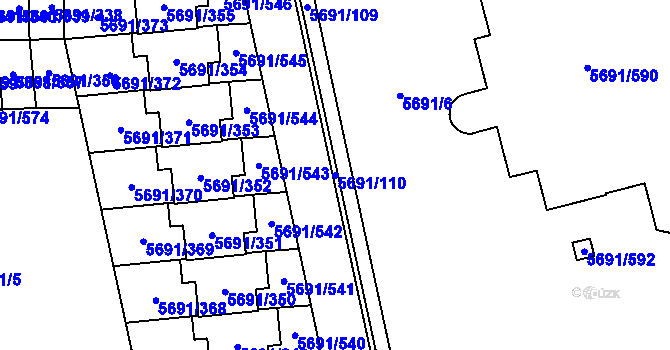 Parcela st. 5691/110 v KÚ Jihlava, Katastrální mapa