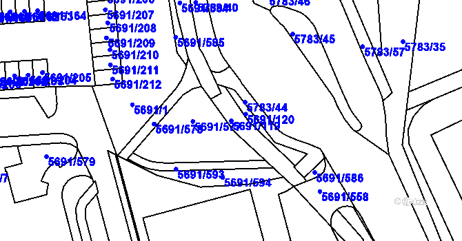 Parcela st. 5691/119 v KÚ Jihlava, Katastrální mapa