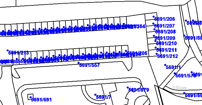 Parcela st. 5691/201 v KÚ Jihlava, Katastrální mapa
