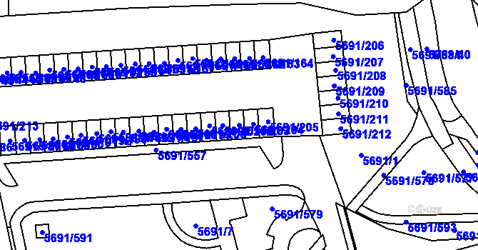 Parcela st. 5691/203 v KÚ Jihlava, Katastrální mapa