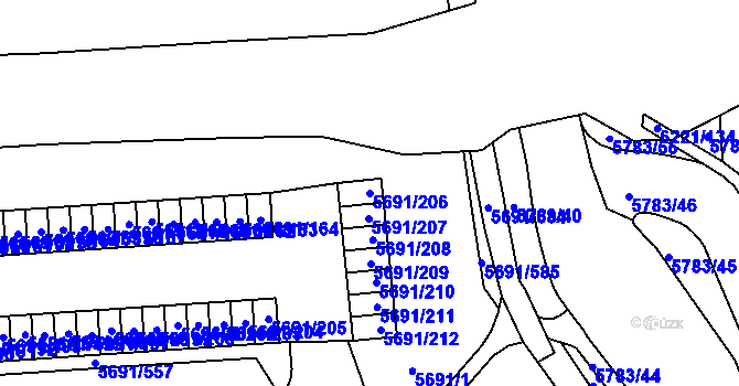 Parcela st. 5691/206 v KÚ Jihlava, Katastrální mapa