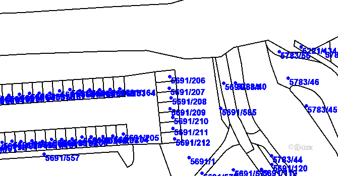 Parcela st. 5691/207 v KÚ Jihlava, Katastrální mapa