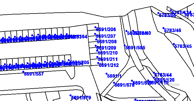 Parcela st. 5691/210 v KÚ Jihlava, Katastrální mapa