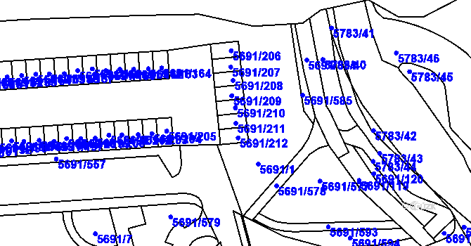 Parcela st. 5691/211 v KÚ Jihlava, Katastrální mapa