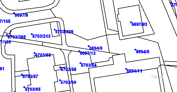 Parcela st. 5694/8 v KÚ Jihlava, Katastrální mapa