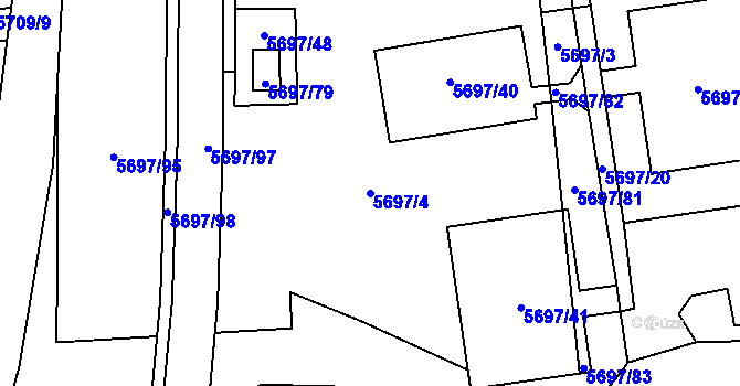 Parcela st. 5697/4 v KÚ Jihlava, Katastrální mapa