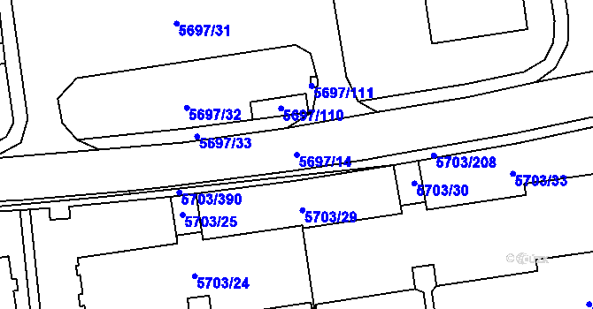 Parcela st. 5697/14 v KÚ Jihlava, Katastrální mapa