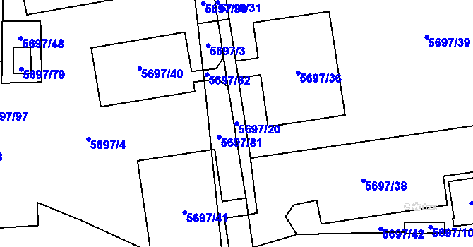 Parcela st. 5697/20 v KÚ Jihlava, Katastrální mapa