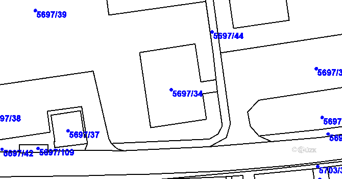 Parcela st. 5697/34 v KÚ Jihlava, Katastrální mapa