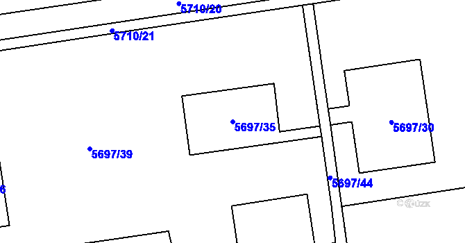 Parcela st. 5697/35 v KÚ Jihlava, Katastrální mapa