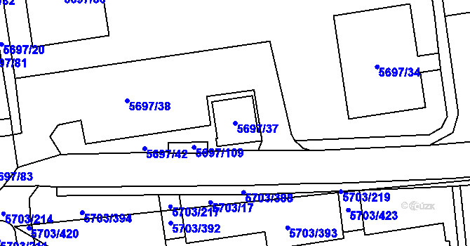 Parcela st. 5697/37 v KÚ Jihlava, Katastrální mapa