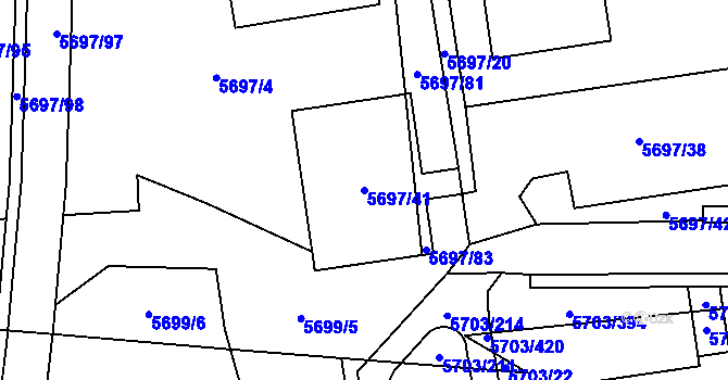 Parcela st. 5697/41 v KÚ Jihlava, Katastrální mapa