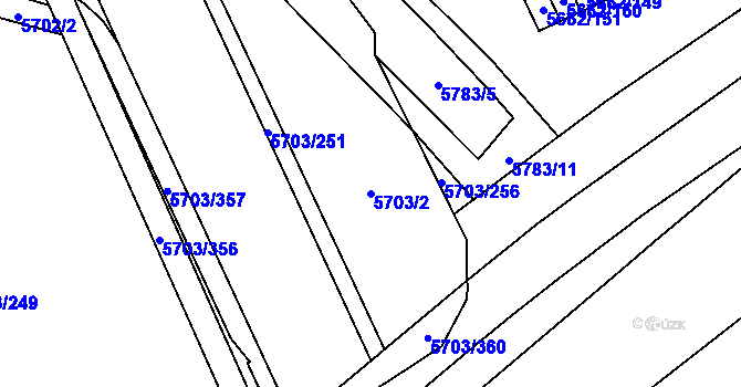 Parcela st. 5703/2 v KÚ Jihlava, Katastrální mapa