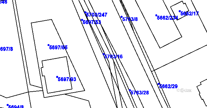 Parcela st. 5703/16 v KÚ Jihlava, Katastrální mapa