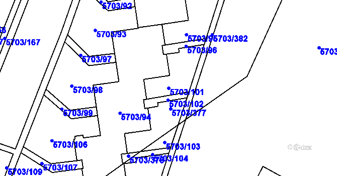Parcela st. 5703/101 v KÚ Jihlava, Katastrální mapa