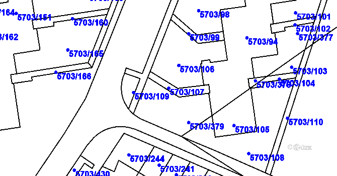 Parcela st. 5703/107 v KÚ Jihlava, Katastrální mapa